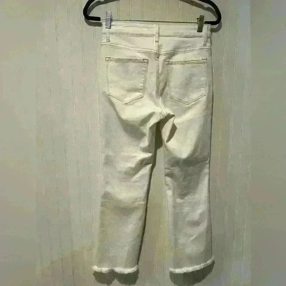 Flying Monkey High Rise Ripped Kick stretch white Flare Beige Jeans Denim sz 26 - Picture 4 of 7